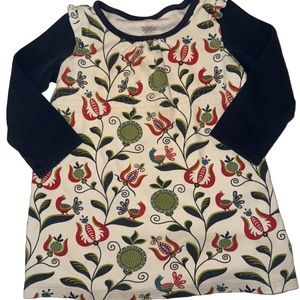 Tea Collection Girls Long Sleeve Layered Dress Peacock Size 18-24 Months